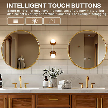 80"Retro Bathroom Vanity with Double Sinks Includes Round Mirror