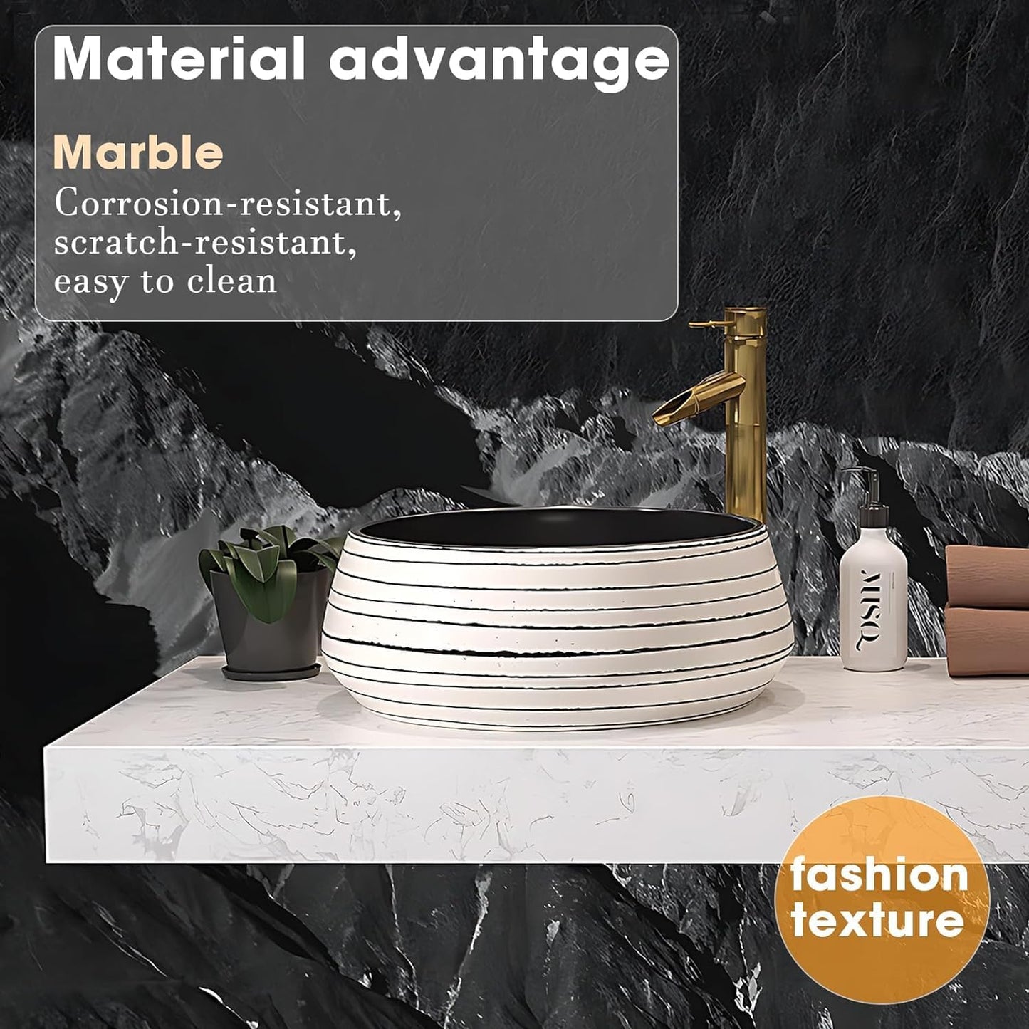 48"Double Basin Floating Bathroom Vanity Marble Countertop