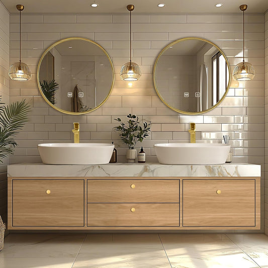84"Floating Bathroom Vanity with Above Counter Double Sinks