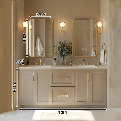 72"Modern Bathroom Vanity with Double Sinks Includes Rectangle Mirrors