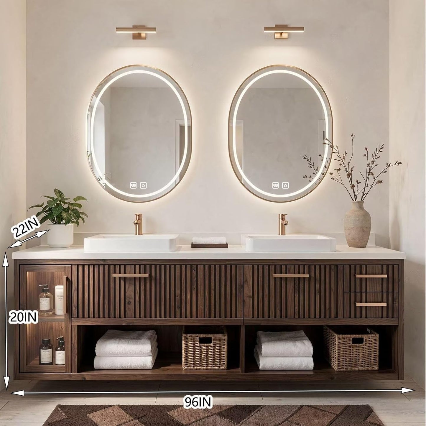 96" Bathroom Vanity with Sink - Modern Bathroom Vanity with Double Sink