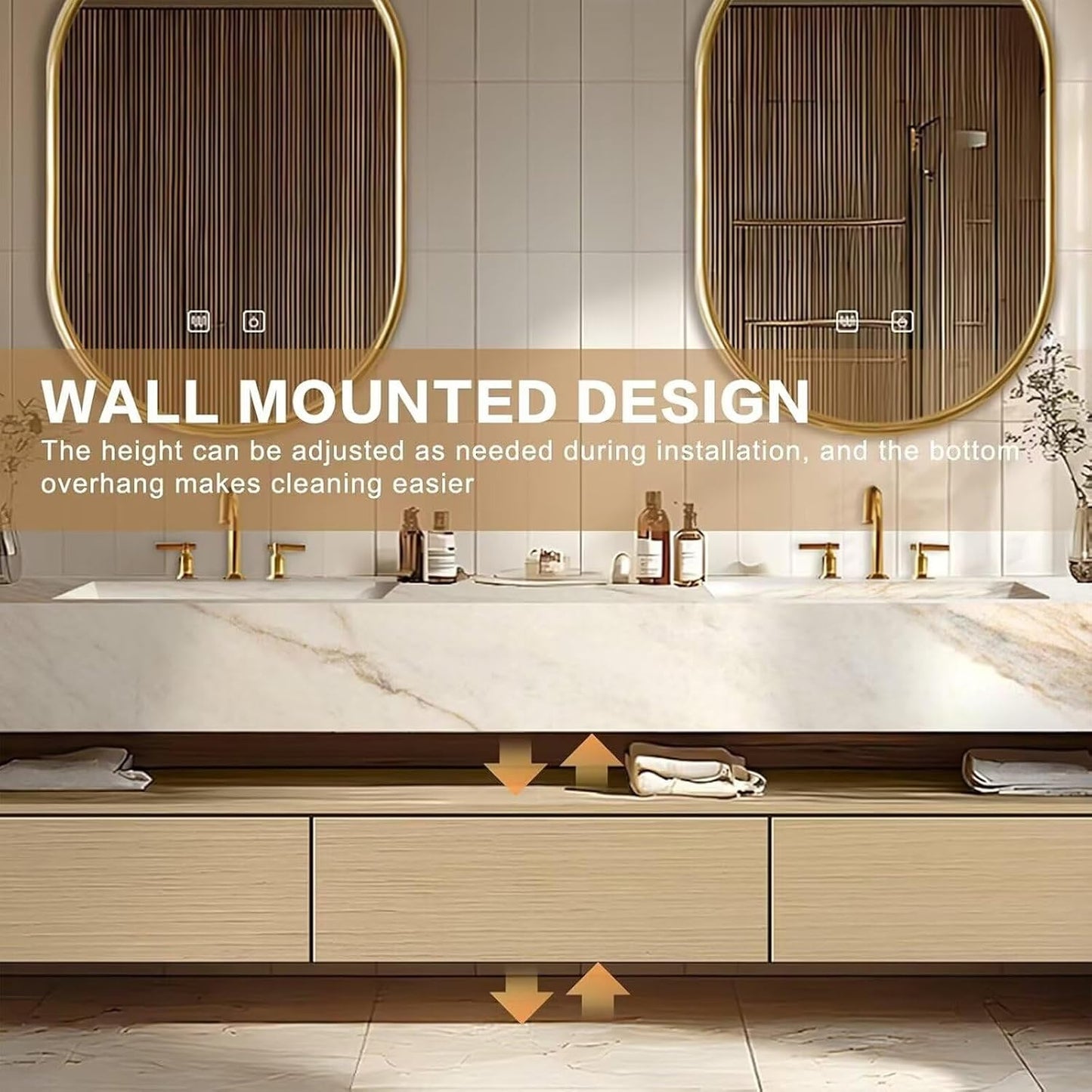 92"Floating Bathroom Vanity with Double Sinks Includes Log Style Cabinet