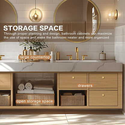 88"Floating Bathroom Vanity with Double Sinks Includes American Country Style