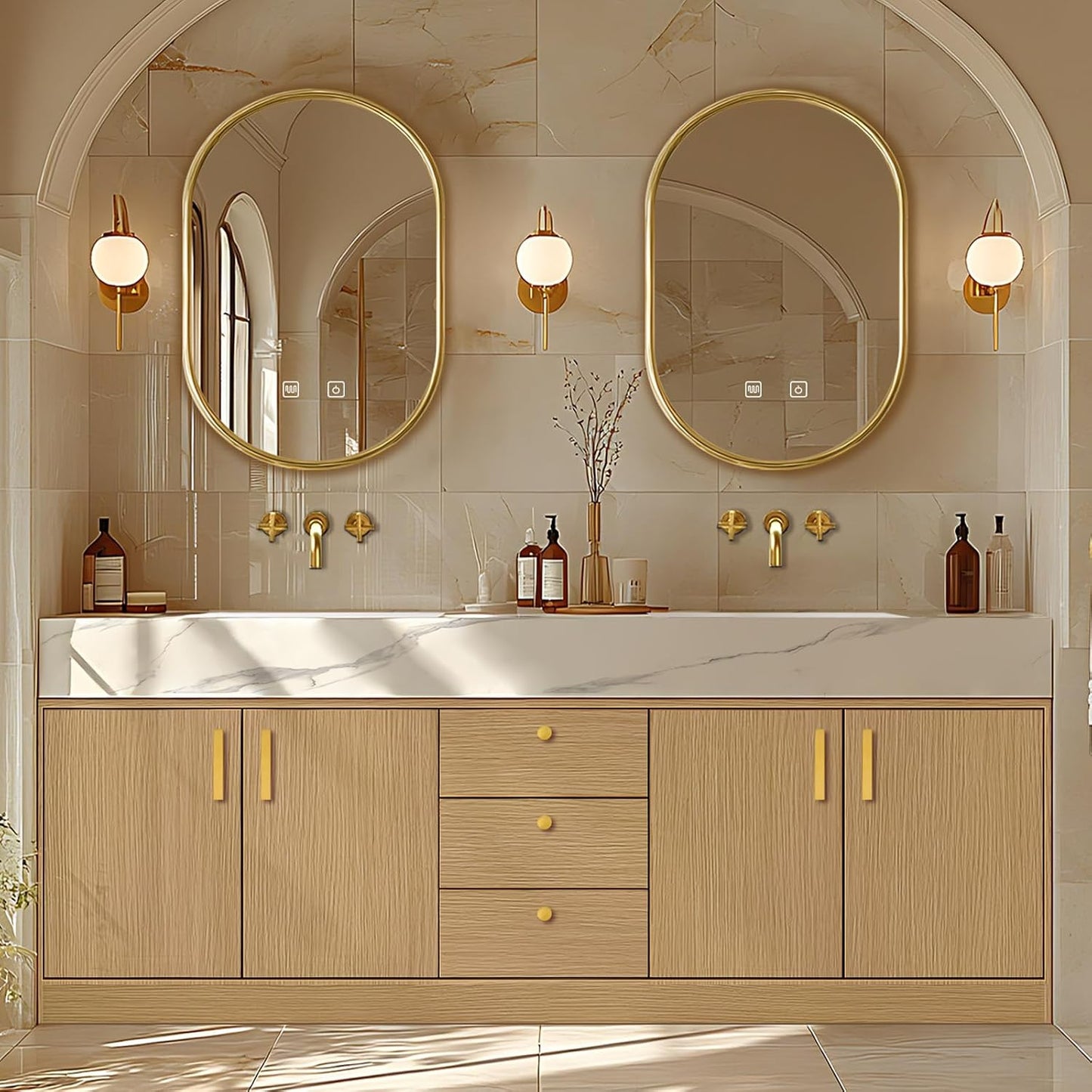 72"Freestanding Bathroom Vanity with Double Sinks Includes Rock Slabs