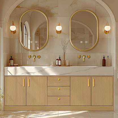 72"Freestanding Bathroom Vanity with Double Sinks Includes Rock Slabs