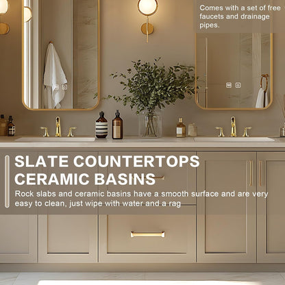 72"Modern Bathroom Vanity with Double Sinks Includes Rectangle Mirrors