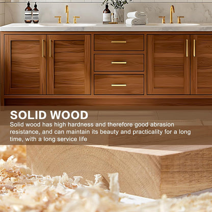 80"Retro Bathroom Vanity with Double Sinks Includes Round Mirror