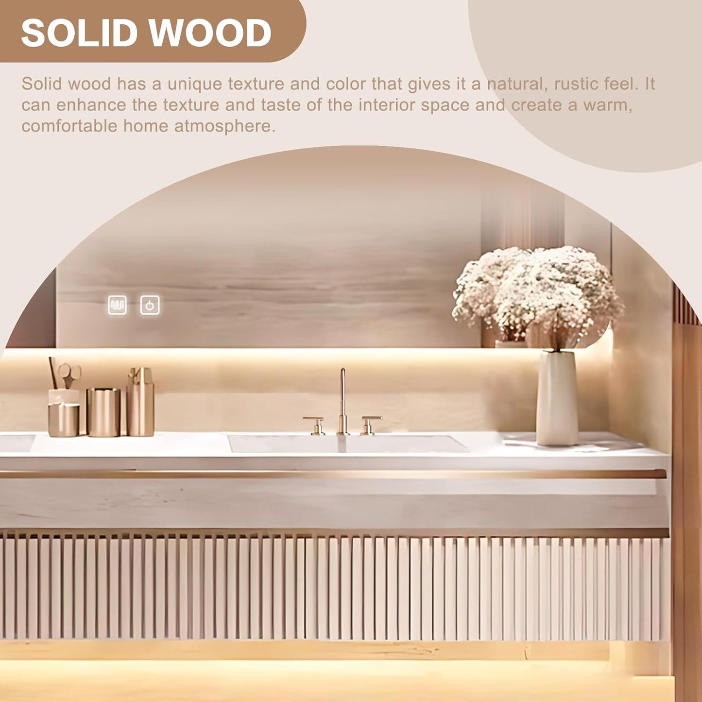 60"Luxurious Solid Wood Bathroom Vanity Includes Embossed Striped Wave Panels