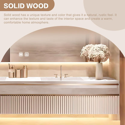 60"Luxurious Solid Wood Bathroom Vanity Includes Embossed Striped Wave Panels