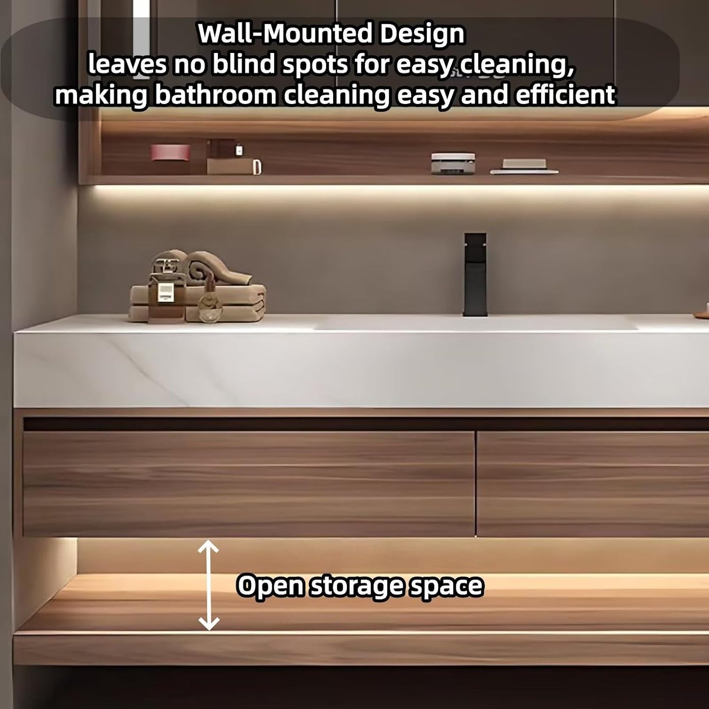 52"40"Luxury Bathroom Vanity with Sink (Wood Grain Color Modern Style)