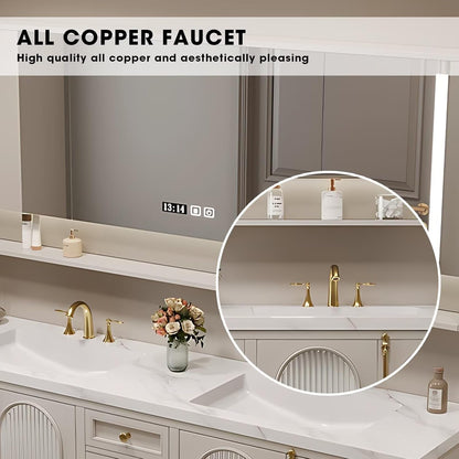 68"Modern Bathroom Vanity Includes Fine Copper Metal Texture Handle