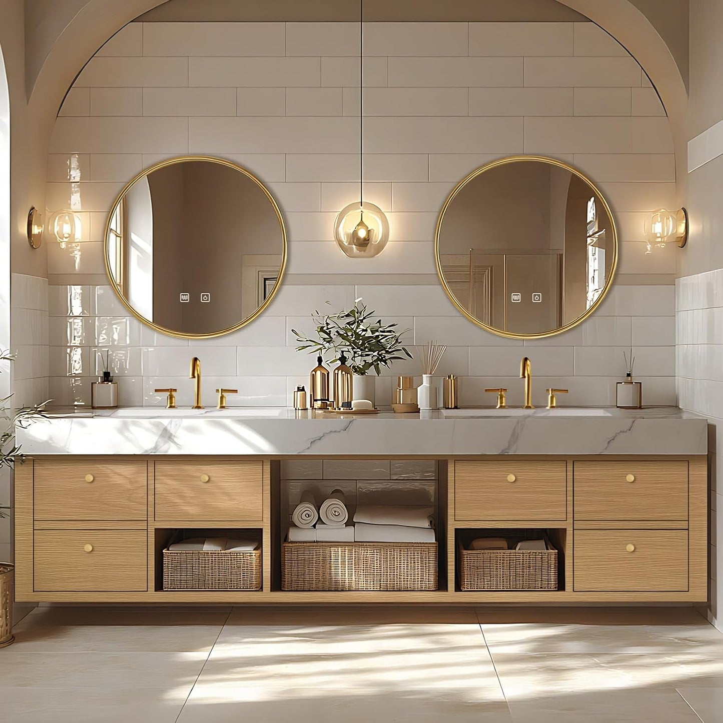 88"Floating Bathroom Vanity with Double Sinks Includes American Country Style