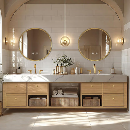 88"Floating Bathroom Vanity with Double Sinks Includes American Country Style