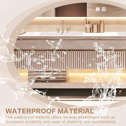60"Luxurious Solid Wood Bathroom Vanity Includes Embossed Striped Wave Panels