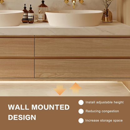 72"Floating Bathroom Vanity with Double Sinks Includes Irregular Mirrors