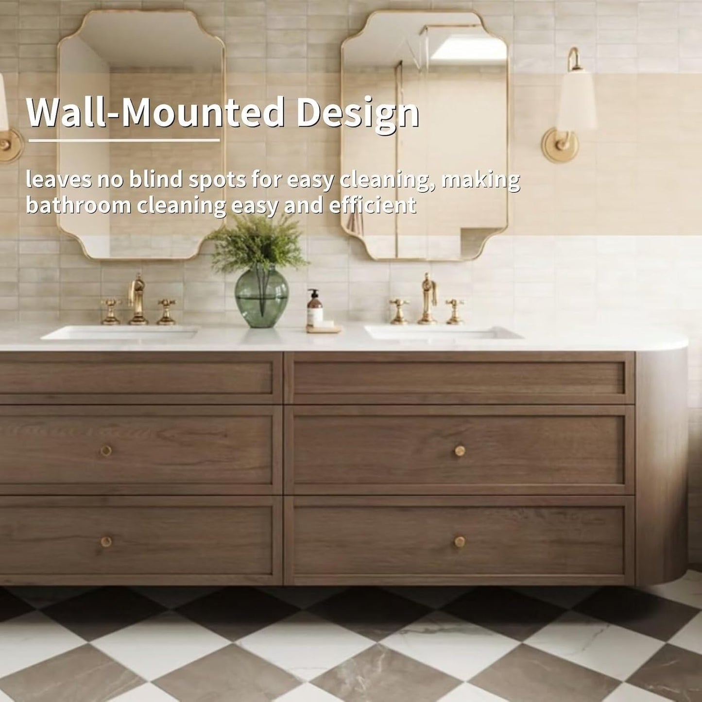 60"-96" Floating Bathroom Vanity with Double Sinks (Medieval Log Style)