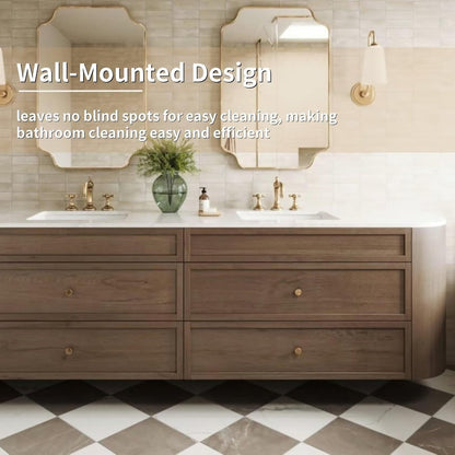60"-96" Floating Bathroom Vanity with Double Sinks (Medieval Log Style)