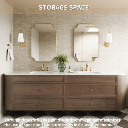 60"-96" Floating Bathroom Vanity with Double Sinks (Medieval Log Style)