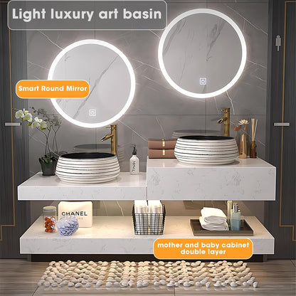 48"Double Basin Floating Bathroom Vanity Marble Countertop