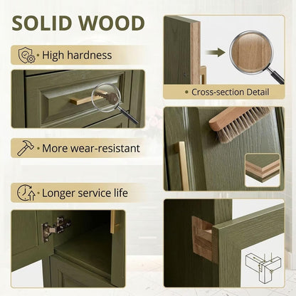 60"-96"Large Olive Bathroom Vanity with Double Sink Green ,Floor Mount Design