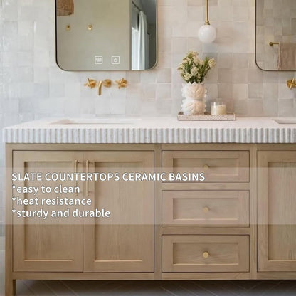 60"-96"Modern Bathroom Vanity with Double Sinks (Rustic Log Style)