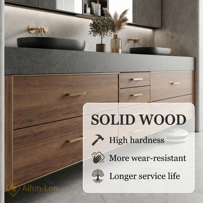 60''-96'' Double Bathroom Vanity with Sink Modern Floating Walnut Finish Sliding Cabinet