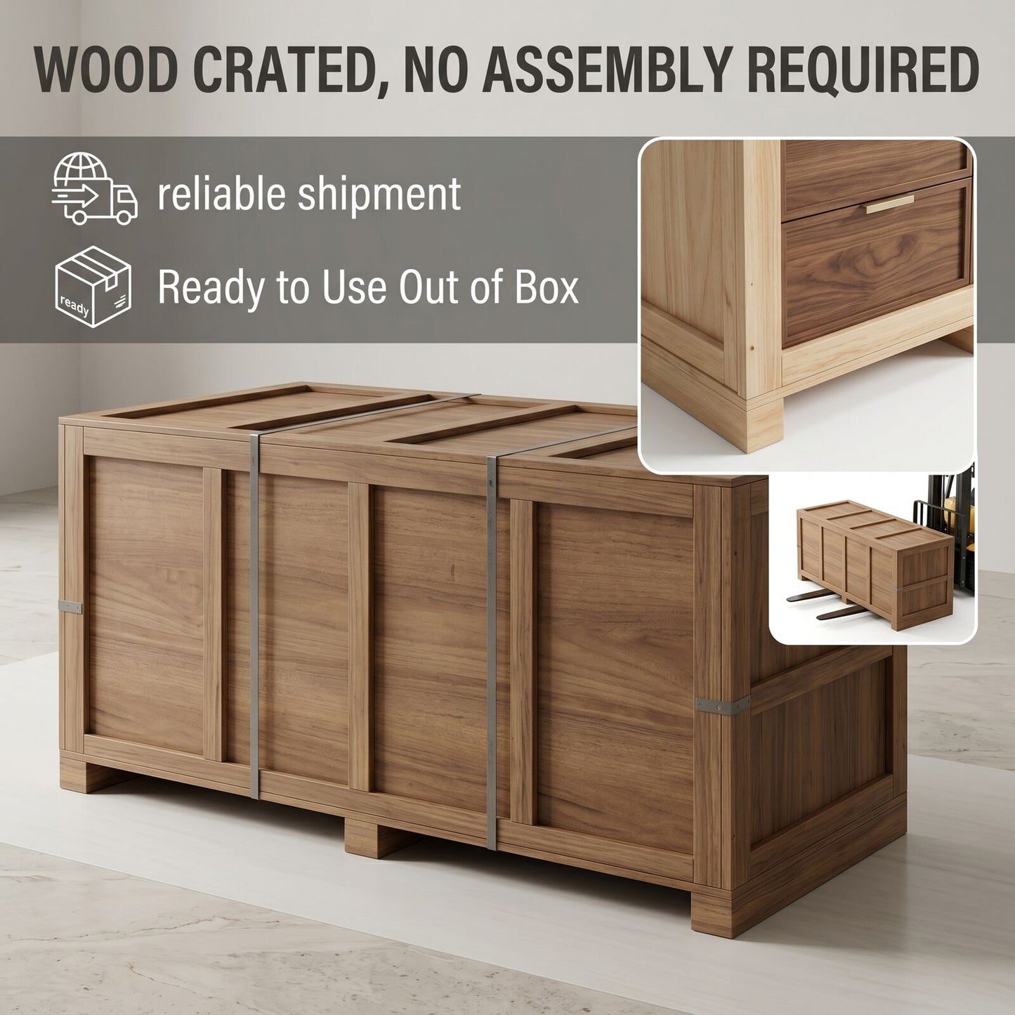 70''-96'' Floating Bathroom Vanity with Sink Double Circular Mirrors Warm Wood Grain Cabinet