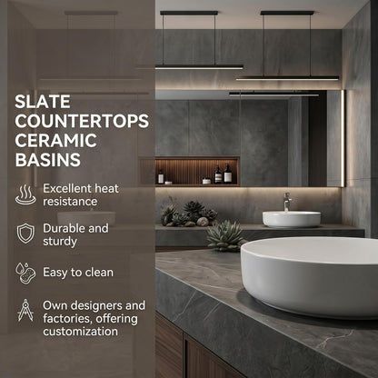 60''-96'' Double Bathroom Vanity with Sink Modern Floating Dark Walnut Slatted Center Panel