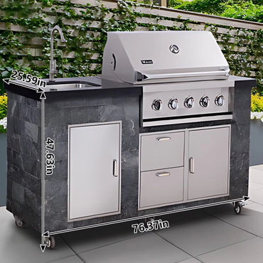 Aihm-Lon Outdoor Storage Cabinet with Barbecue Grill 76.37"