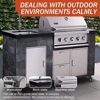 Aihm-Lon Outdoor Storage Cabinet with Barbecue Grill 76.37"