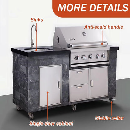 Aihm-Lon Outdoor Storage Cabinet with Barbecue Grill 76.37"