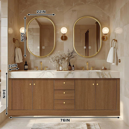 68” - 96” Modern Bathroom Vanity Includes Solid Wood Storage Cabinet