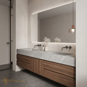 60''-96'' Double Bathroom Vanity with Sink Floating Storage Drawers Large Marble Texture