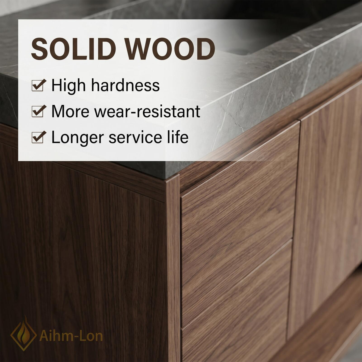 60''-96'' Double Bathroom Vanity with Sink Dark Wood Frameless Mirror Cabinet Storage