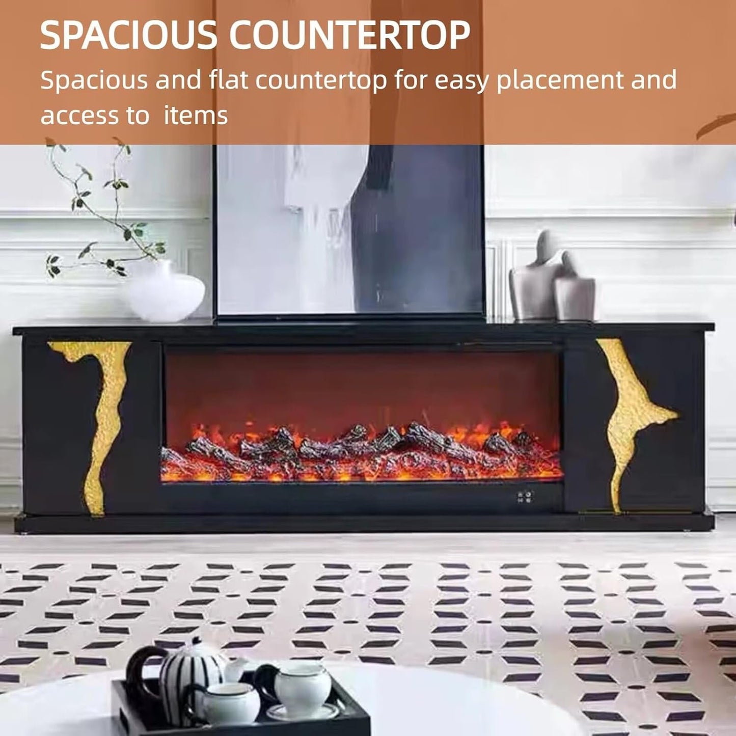 Aihm-Lon Freestanding Electric Fireplace Artistic Crack Design 79”