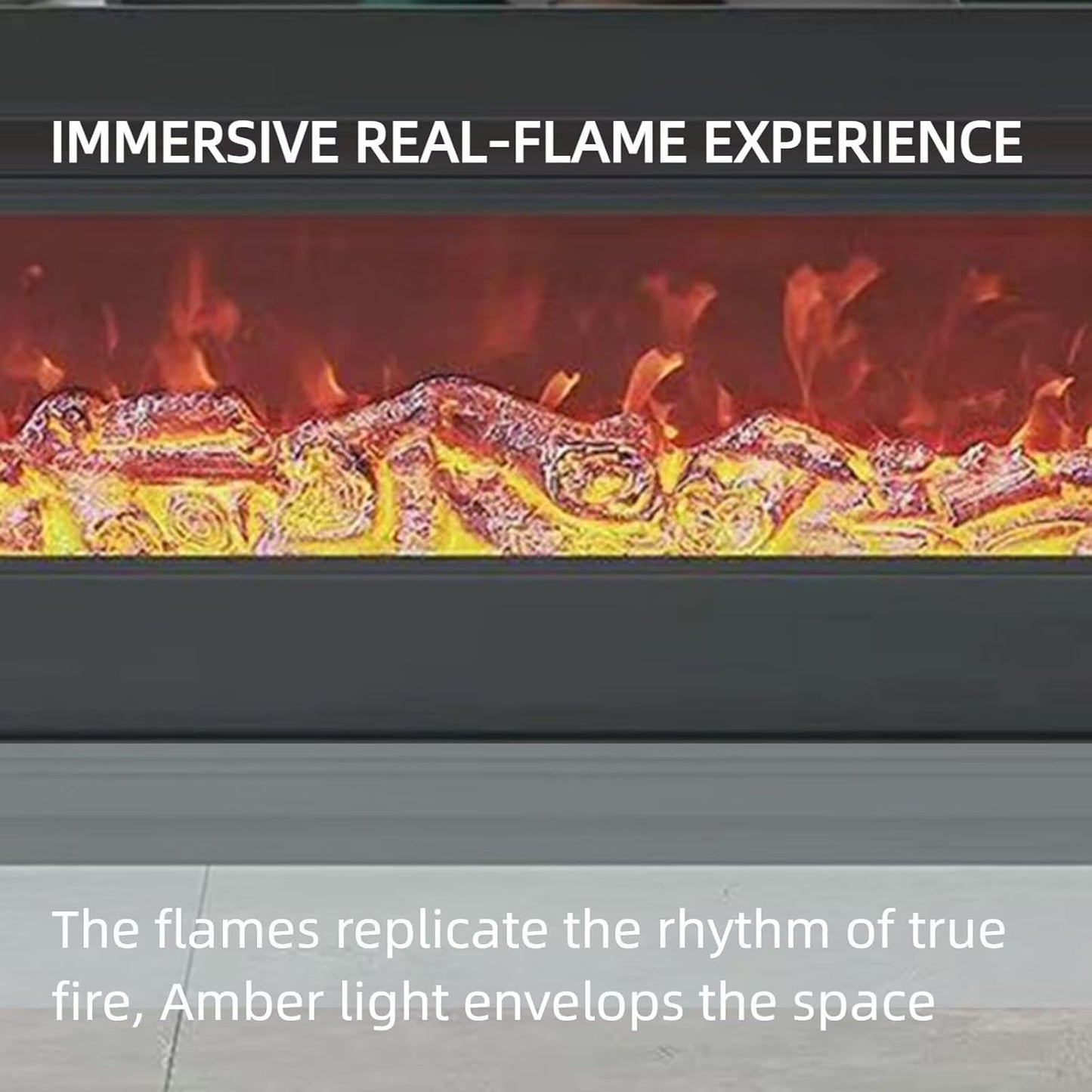 Aihm-Lon Modern Electric Fireplace with Spacious Top Shelf 59”-95”