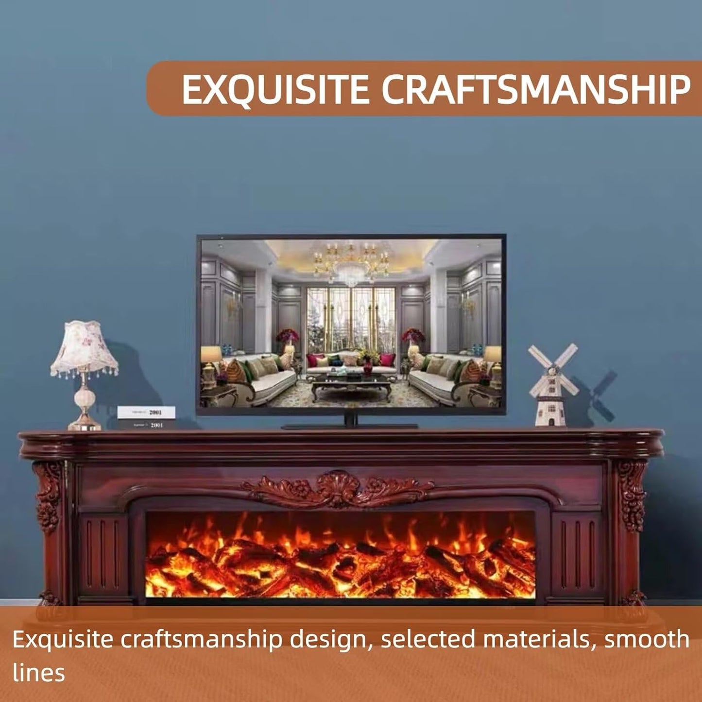 Aihm-Lon Exquisite Electric Fireplace with Realistic LED Flame Effect 79”