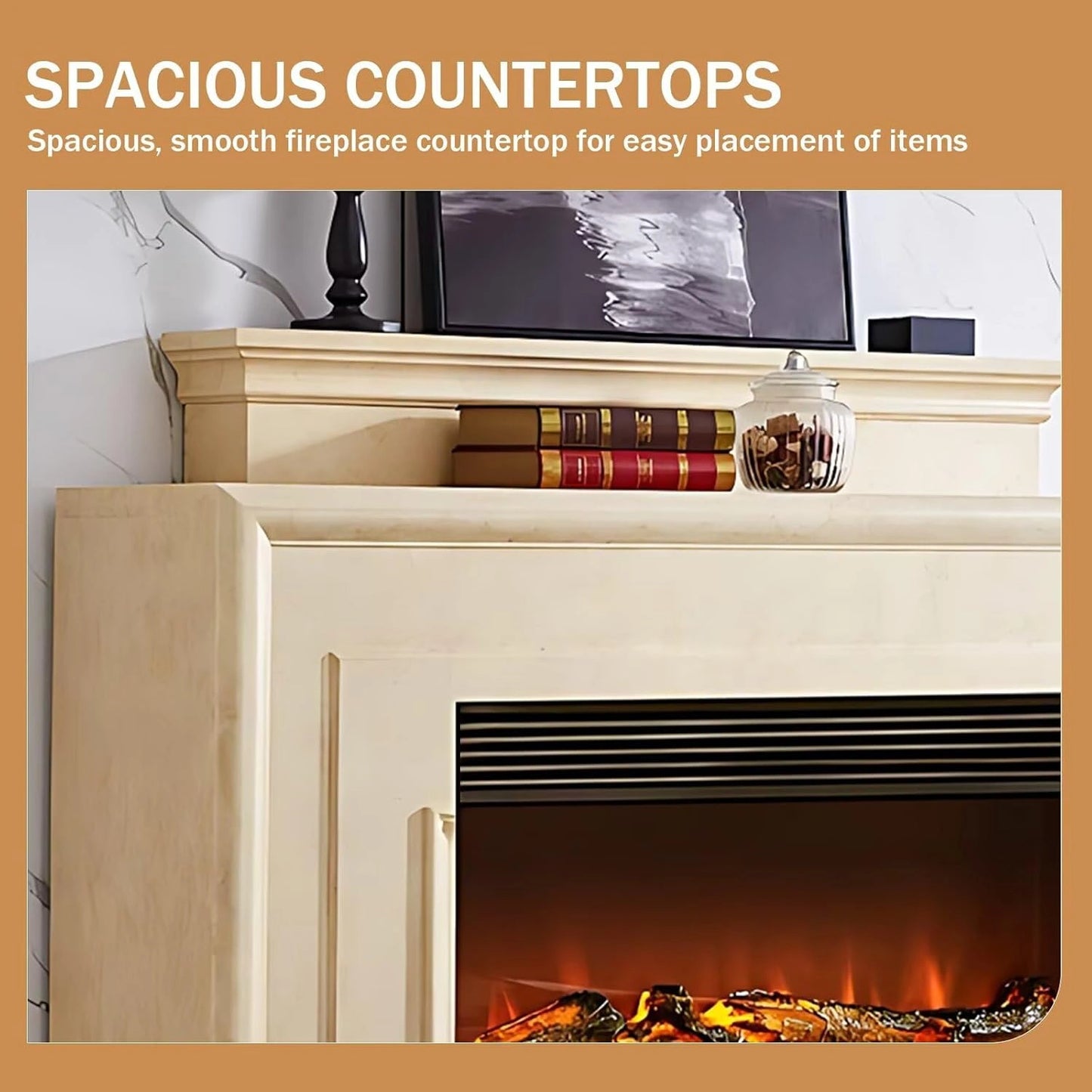 Aihm-Lon Exquisite Electric Fireplace Includes Layered Three-Dimensional Design 59”