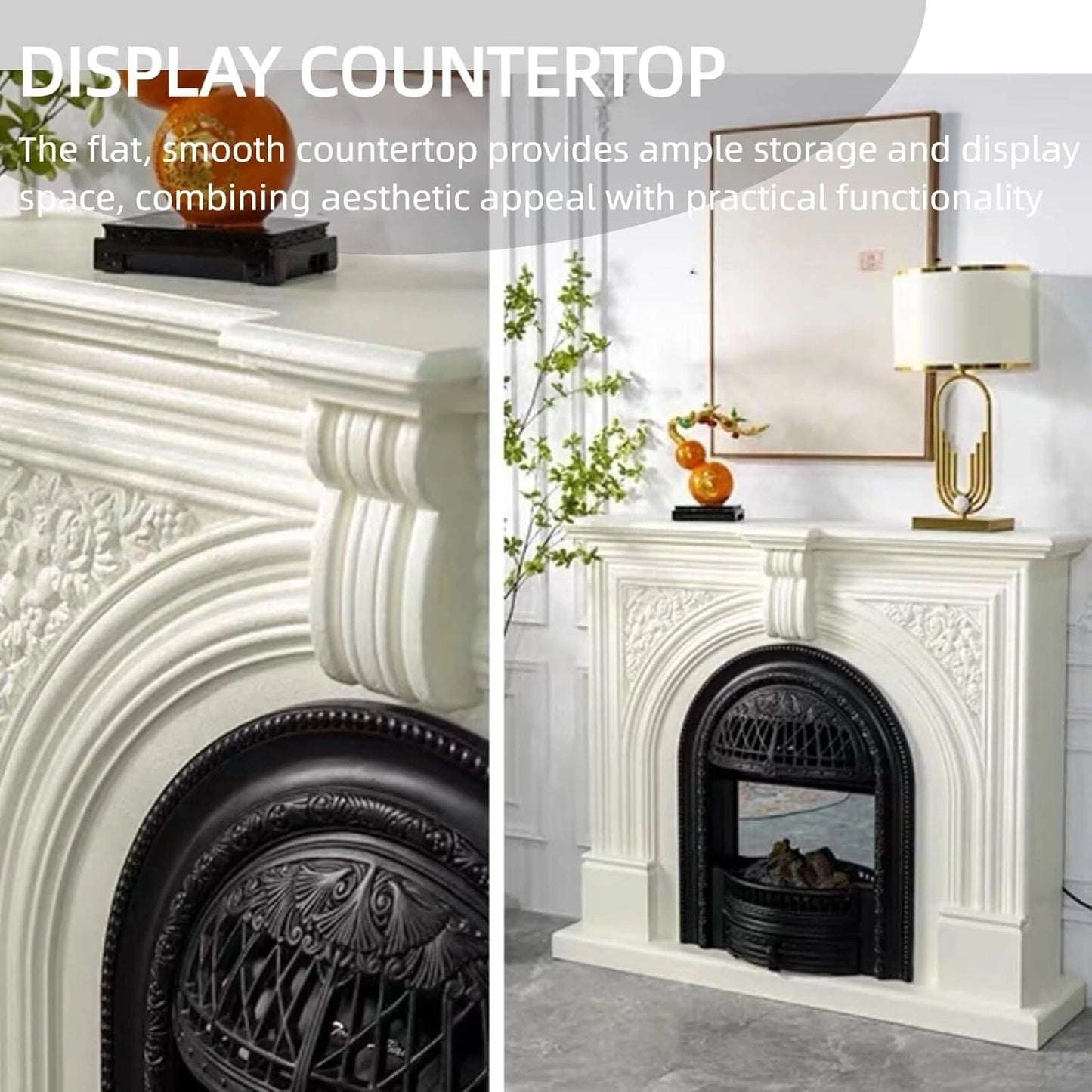 Aihm-Lon Vintage Electric Fireplace Includes Real Flame Insert and Heating Function 51”