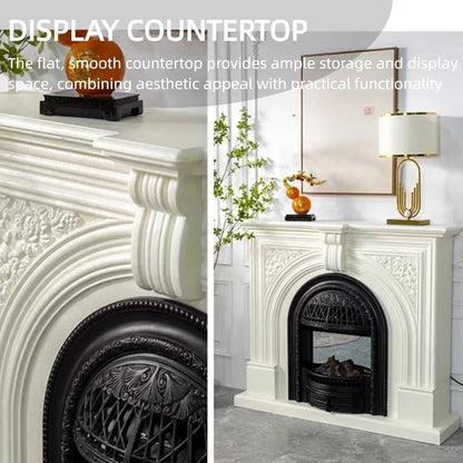 Aihm-Lon Vintage Electric Fireplace Includes Real Flame Insert and Heating Function 51”