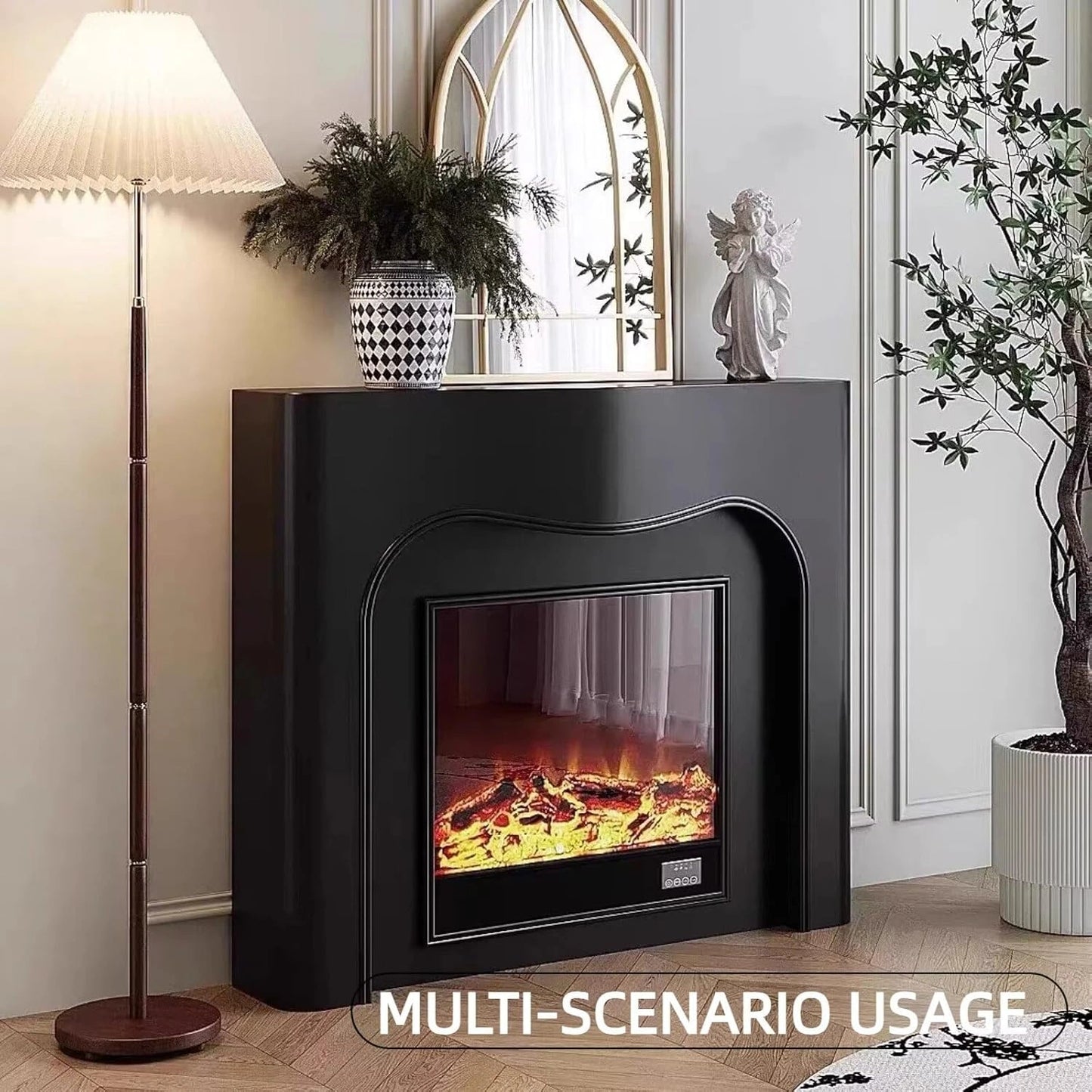 Aihm-Lon Elegant Electric Fireplace Includes Black Modern Wavy Design 42”