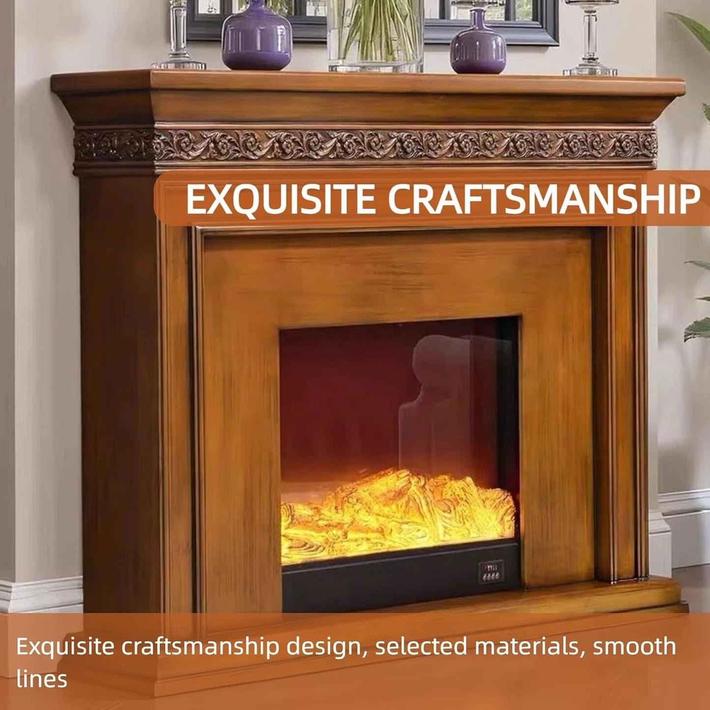 Aihm-Lon Electric Fireplace with Mantel Simple Modern Style 59”