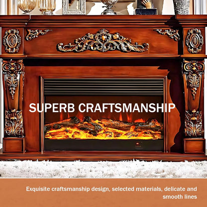 Aihm-Lon Luxury Electric Fireplace with Exquisite Carved Texture 71”