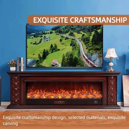 Aihm-Lon Luxury Electric Fireplace Includes Circular Carving with Decorative Flame 79”