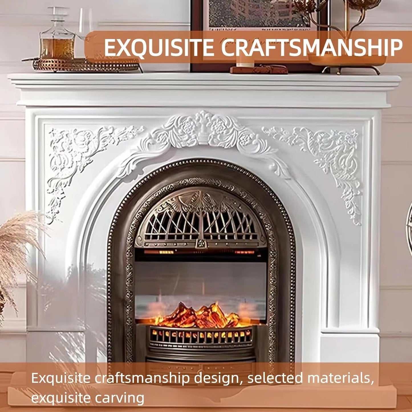 Aihm-Lon Freestanding Electric Fireplace Vintage Tall Chimenea TV Stand 51”