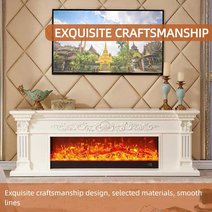 Aihm-Lon White Electric Fireplace with Decorative Flame 79”