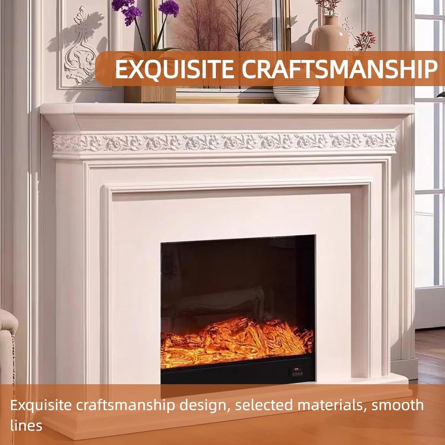 Aihm-Lon Electric Fireplace with Mantel Simple Modern Style 59”