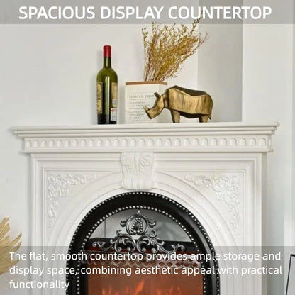 Aihm-Lon Corner Electric Fireplace with Triangular Cabinet and Modern Carving 39”