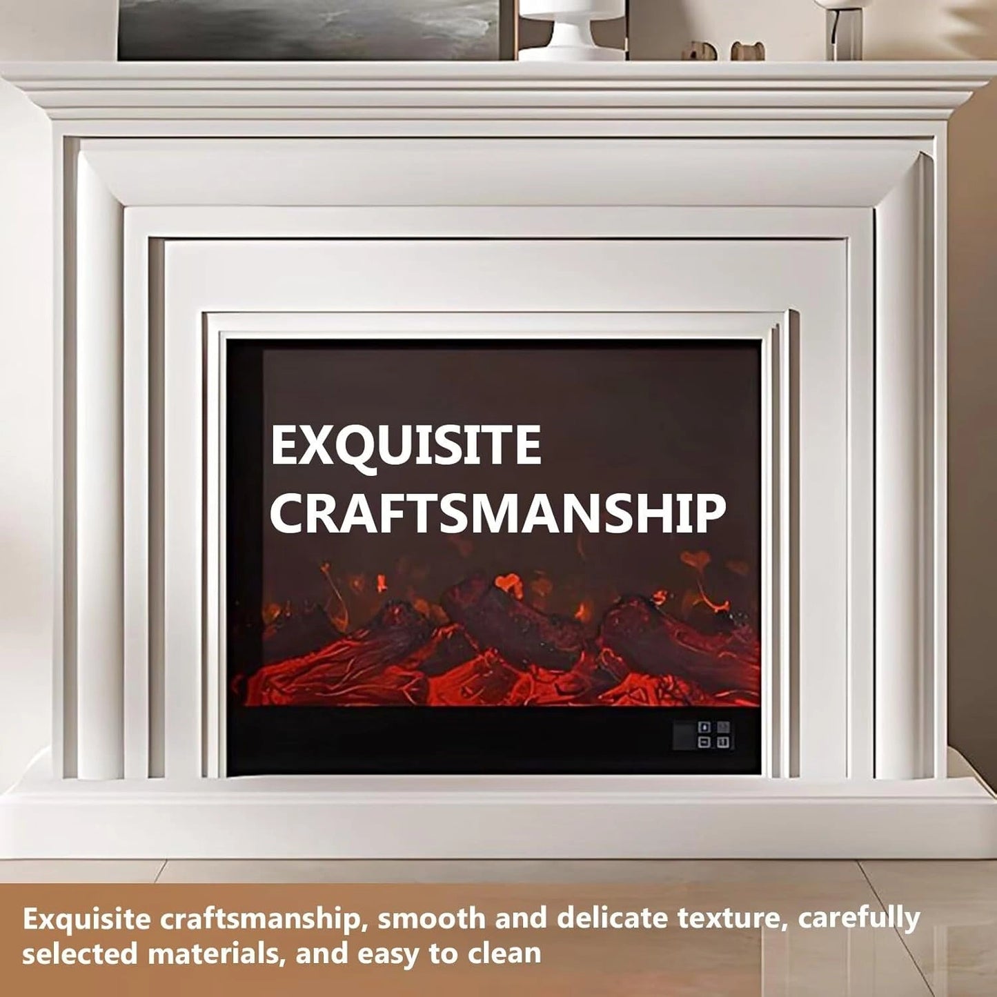 Aihm-Lon Electric Fireplace with Layered Lines White TV Stand 47”