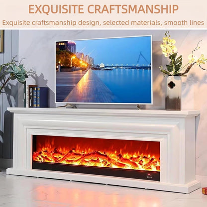 Aihm-Lon Minimalist Electric Fireplace with Realistic Flame Large Countertop 71”-79”